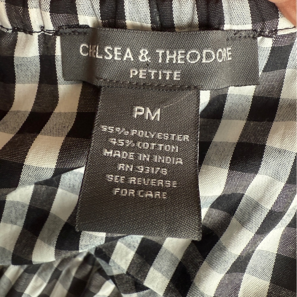 Chelsea & Theodore Black & White Gingham Off the Shoulder Midi Dress P Medium - Picture 8 of 11